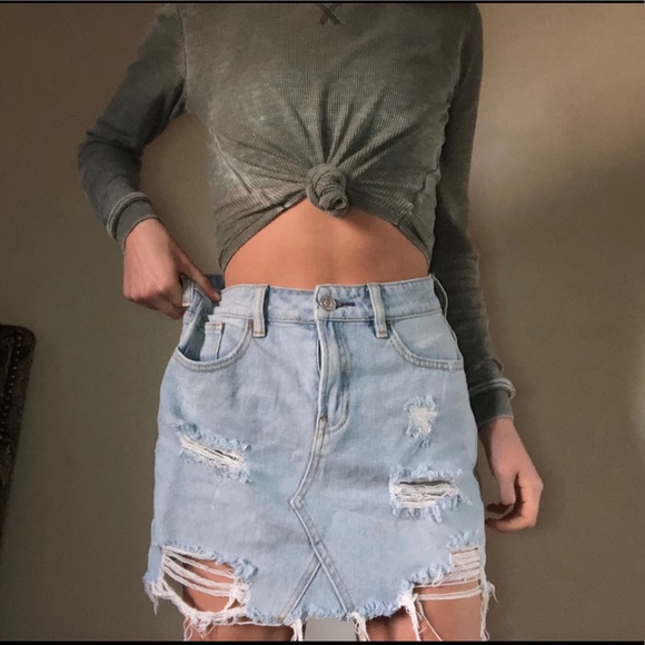 Pacsun size 24 denim distressed skirt - Picture 3 of 8